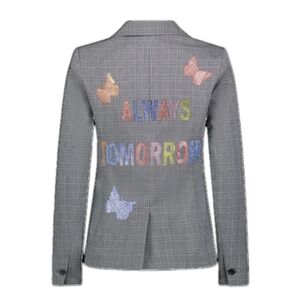 Hipchik Couture Blazer Jacket Gray Plaid Always Tomorrow Rhinestone Size 6 NEW